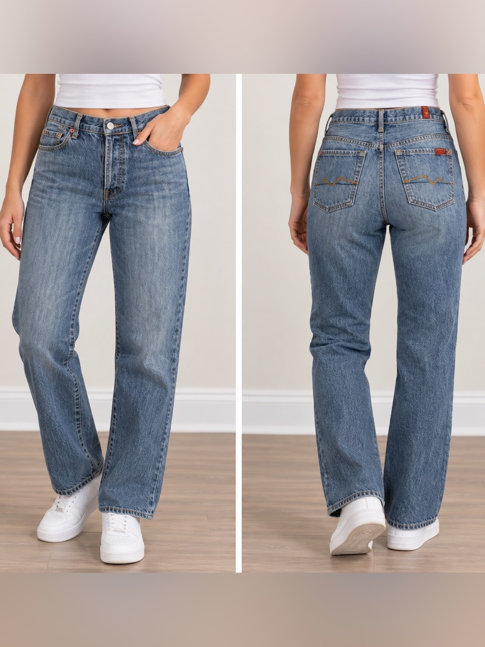 7 For All Mankind Bootcut Jeans Size 30 Low Rise Medium Wash Made in USA size 30